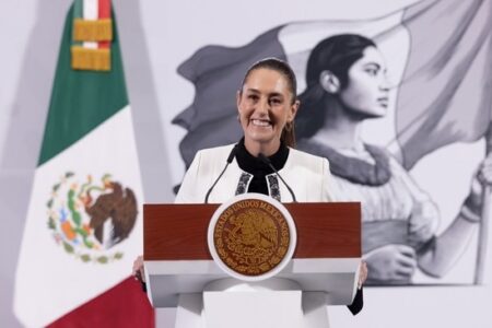 Mexico President Claudia Sheinbaum speaking in the January 2 press conference. Photo: Presidencia MX