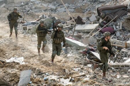 Israeli forces in Jabalia refugee camp in the northern Gaza Strip, one of the most fiercely targeted areas. Photo: IDF Spokesperson / Wikimedia Commons