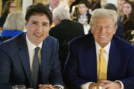 Justin Trudeau and Donald Trump ate dinner together in Mar-a-Lago on November 29 after Trump threatened Canada with 25% tariffs. Photo: Justin Trudeau / X