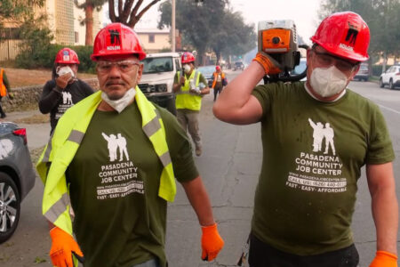 Immigrant day laborers, organized with the National Day Laborer Organizing Network (NDLON), have launched their “Fire Relief Brigade” to help clean up the streets of Los Angeles following the devastation incurred by the wildfires (Photo via NDLON)