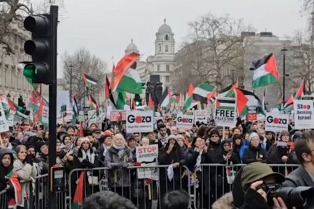 National Palestine solidarity rally in London, January 18, 2025. Source: Screenshot