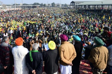 second Samyukta Kisan Morcha (SKM) Mahapanchayat (great gathering) in Monga, Punjab. Photo: AIKS