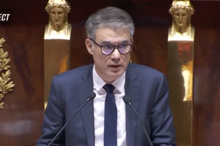 Olivier Faure (Socialist Party) during a discussion at the French National Assembly. Source: screenshot