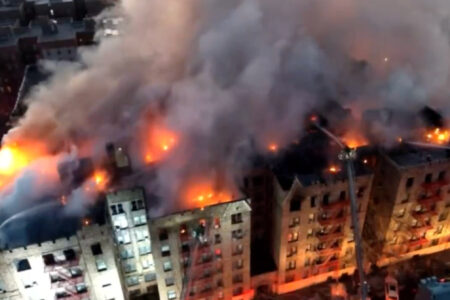 5-alarm fire burns in a Bronx apartment building early on Friday morning (Photo: Screenshot via FDNY)