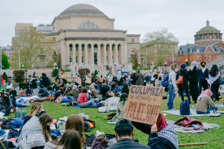 Students at the Gaza solidarity encampment at Columbia University (Photo: Wyatt Souers)