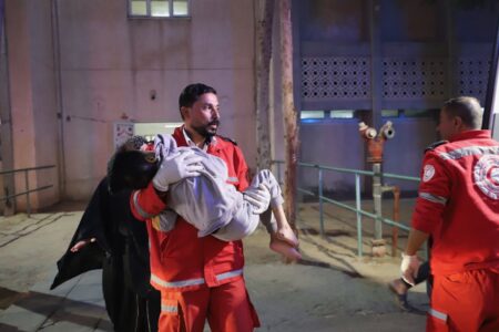 Palestine Red Crescent Society transfers patients for evacuation in Nov 2024.
(Photo: PRCS/X)