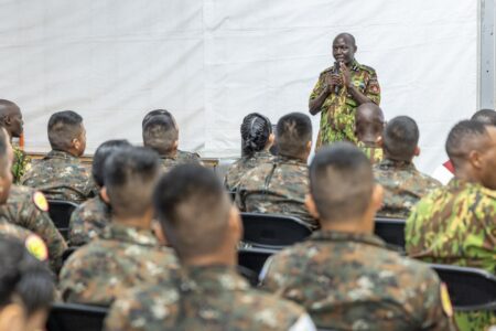Members of the Multinational Security Support (MSS) Mission participate in interdenominational service in Port-au-Prince, Haiti. Photo: William Ruto / X