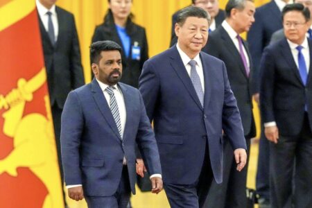 Anura Kumara Dissanayake, President of Sri Lanka and Xi Jinping, President of China, shake hands during a four day state visit in China. Photo: Anura Kumara Dissanayake / X