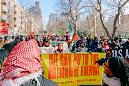 Thousands march in Manhattan on the day of Donald Trump's inauguration (Photo: Wyatt Souers)