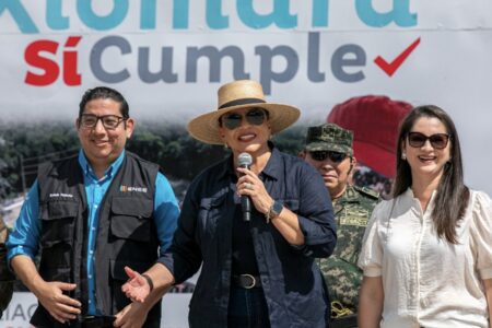 Honduran President Xiomara Castro giving a press conference in November 2024. Photo: Xiomara Castro / X