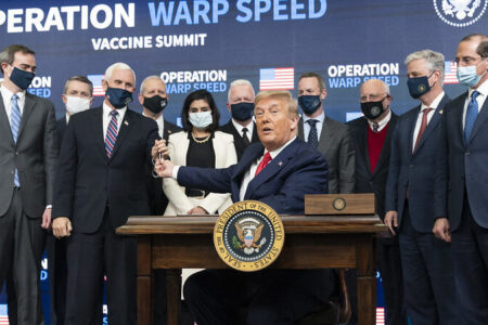 Donald Trump at the Operation Warp Speed Vaccine Summit Tuesday, Dec. 8, 2020. Source: US Department of State/Flickr