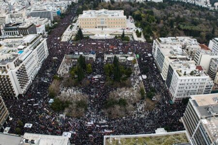 Athens during demonstrations on February 28, 2025. Source: PAME Greece