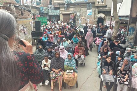 CPI(M) Delhi organized a public meeting on the 27th of February, 2025, in Mustafabad to mark the 5th anniversary of the communal violence in North-East Delhi. Photo: CPI (M)/X