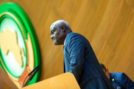 Address by the outgoing Chairperson of the African Union Commission, Moussa Faki Mahamat.
Photo: AU/X