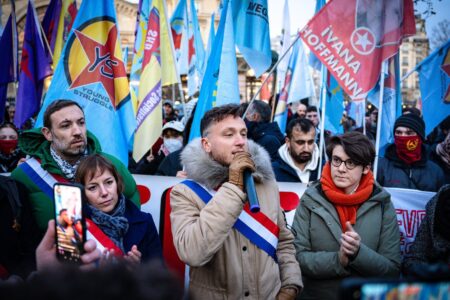 MP Raphaël Arnault during antifascist mobilization. Source: La France Insoumise/X
