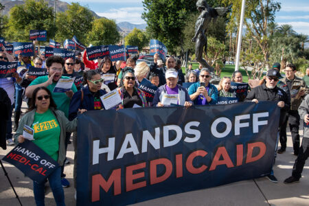 California healthcare workers and SEIU-UHW members rally to protest potential Medicaid cuts (Photo: SEIU-UHW)