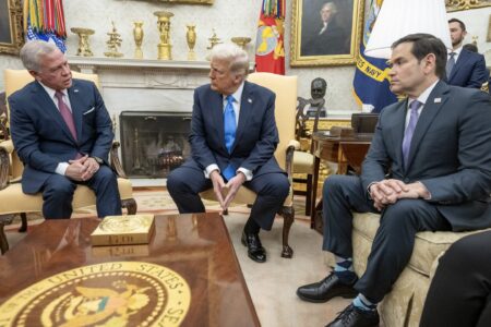 Jordanian King Abdullah II, US President Donald Trump, and Secretary of State Marco Rubio. Photo: State Department