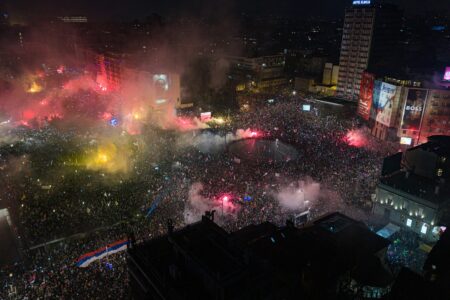 Belgrade during March 15 protests. Source: Archive of Public Gatherings/Facebook