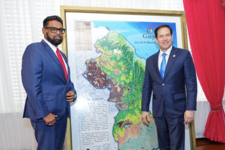 Guyanese President Dr Irfaan Ali with US Secretary of State Marco Rubio. Photo: Guyana Presidency