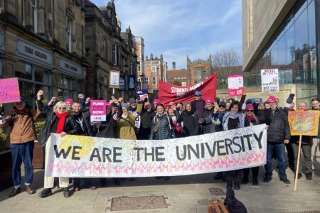 Newcastle University staff during strike. Source: Ian McDonald/X
