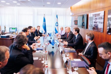 Jordan Bardella (National Rally) in conversation with Amir Ohana, speaker of the Knesset. Source: Jordan Bardella/X