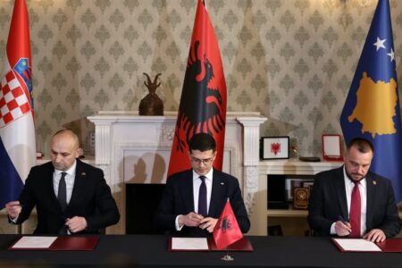 On March 18 in Tiranë, Albania, a trilateral declaration was signed between Albania and Croatia and Kosovo. Photo: Ejup Maqedonci/X