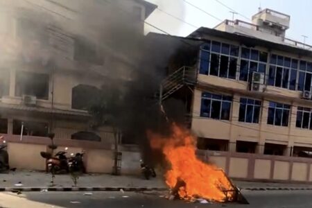 Attack on the CPN(US) office in Kathmandu. Photo: CPN (US)