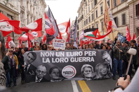 Anti-militarization demonstration in Rome, March 15, 2025. Source: Jérôme Legavre/X