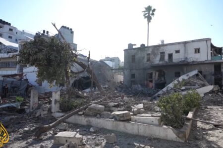 Aftermath of April 13 attack on Al-Ahli hospital. Source: screenshot