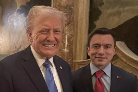Ecuadorian President and candidate Daniel Noboa with US President Donald Trump. Photo: Daniel Noboa / X