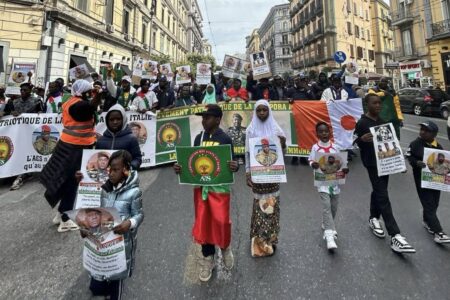 Rally in Naples on April 13. Photo: Potere al Popolo