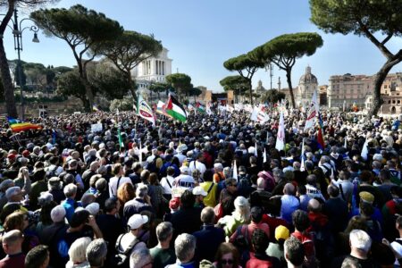 Peace protest in Rome, April 5, 2025. Source: Giuseppe Conte/X