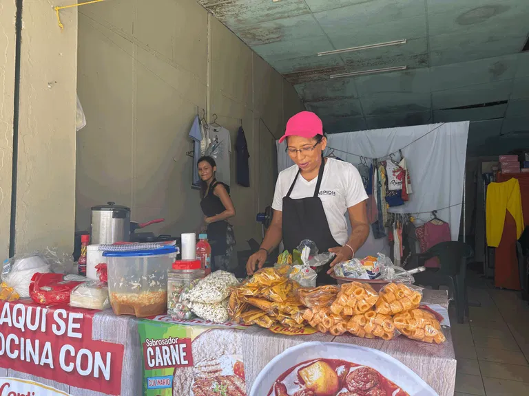 Woman serving food