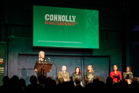 Catherine Connolly Twitter Catherine Connolly at campaign launch. Source: Connolly for President/X