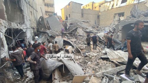 aftermath of Israeli airstrike in Gaza