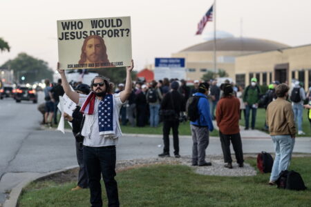 chicago broadview protest ICE Protesters in front of the Broadview ICE facility on September 26 (Photo: Paul Goyette)