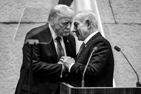 netanyahu trump knesset genocide Trump embraces Netanyahu in the Knesset