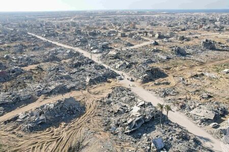 rafah israeli destruction aerial view Rafah