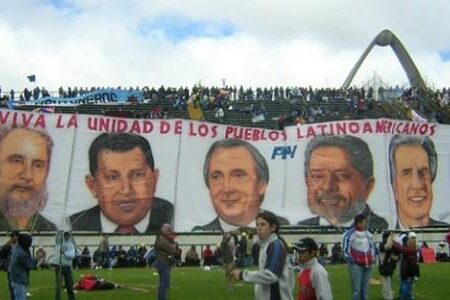 Peoples summit against ALCA In 2005, in the city of Mar del Plata, the presidents of the brother countries of the Americas, Lula da Silva, Hugo Chávez, Evo Morales, and Néstor Kirchner stood firm against the United States