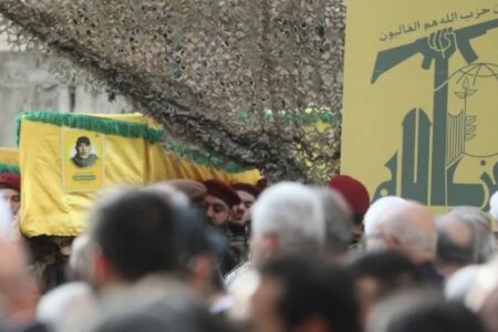 tabtabai assassination Funeral for Hezbollah commander in Beirut, Lebanon