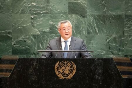 China warns growing Japanese militarization threatens world peace Fu Cong, China's permanent representative to the United Nations, speaks at the UN General Assembly'