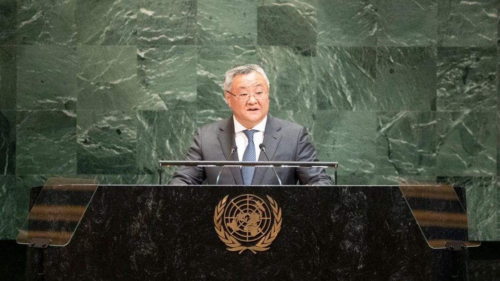Fu Cong, China's permanent representative to the United Nations, speaks at the UN General Assembly'