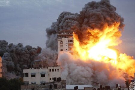 Gaza bombardment UNRWA Continued Israeli airstrike of the Gaza Strip. © 2023 UNRWA Photo by Ashraf Amra/Wikimedia Commons