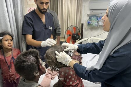 PRCS Palestine Gaza bombing victims 2 Children in the aftermath of an Israeli bombing in Gaza