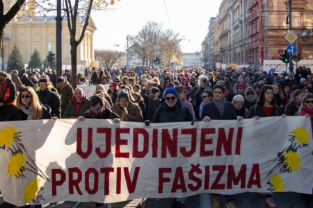 Upf Zagreb 1 Antifascist demonstration in Zagreb, November 30, 2025. Source: United Against Fascism/Bojan Mrđenović