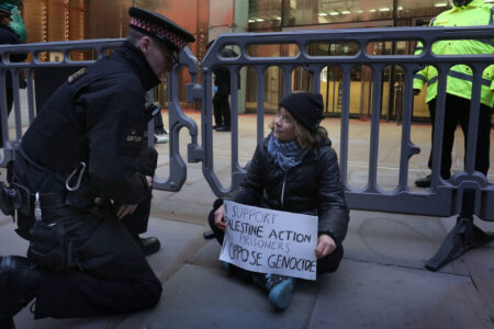 image06 Greta Thunberg at protest against Aspen Insurance complicity in genocide. Source: Defend Our Juries