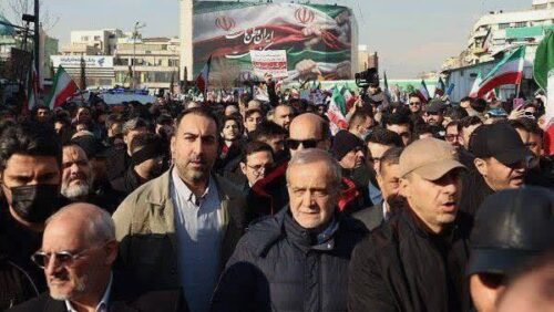 Iranian President Pezeshkian joins protests against US intervention