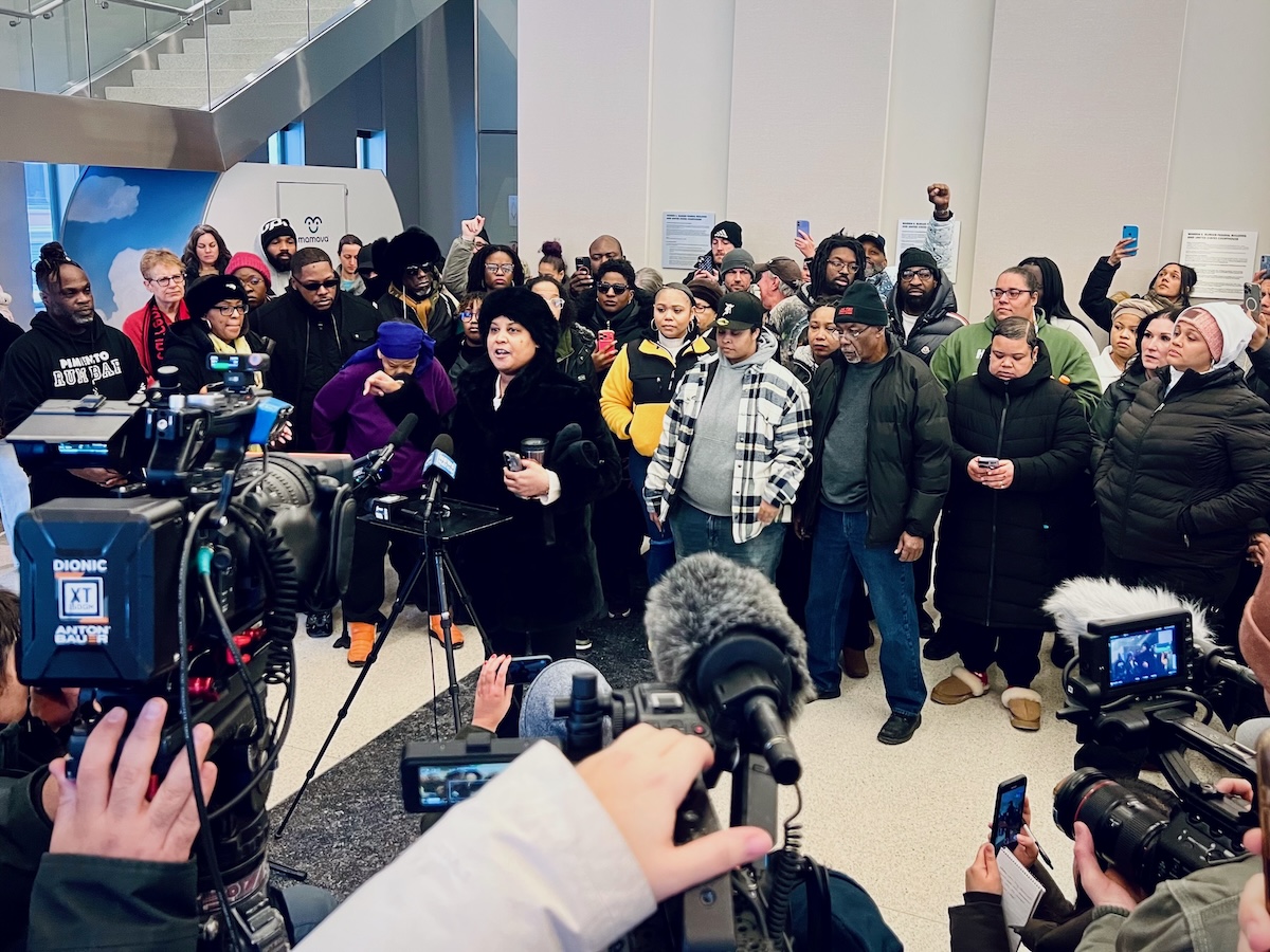 Press conference for three detained activists in St. Paul