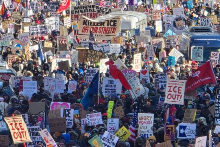 SEIU Ice out Mobilizations against ICE violence in the US. Source: Service Employees International Union (SEIU)/X