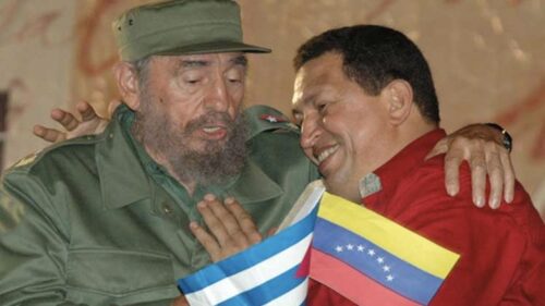 Cuban leader Fidel Castro and Venezuelan leader Hugo Chávez